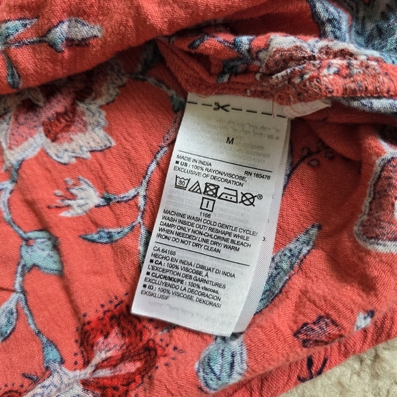 53. O.N. 100% Rayon Front Tassle Tie Floralcore Short Sleeve Top - Picture 5 of 7